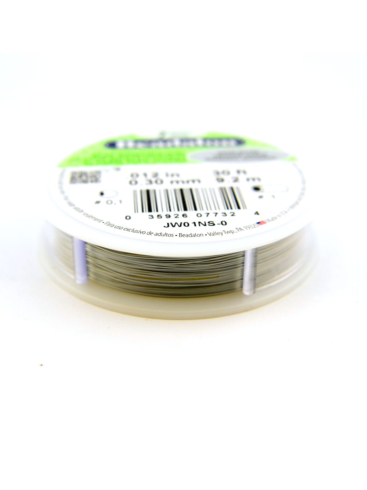 7 Strand Bead Stringing Wire Satin Silver .012 In. (0.30 Mm) 30 Ft. Spool