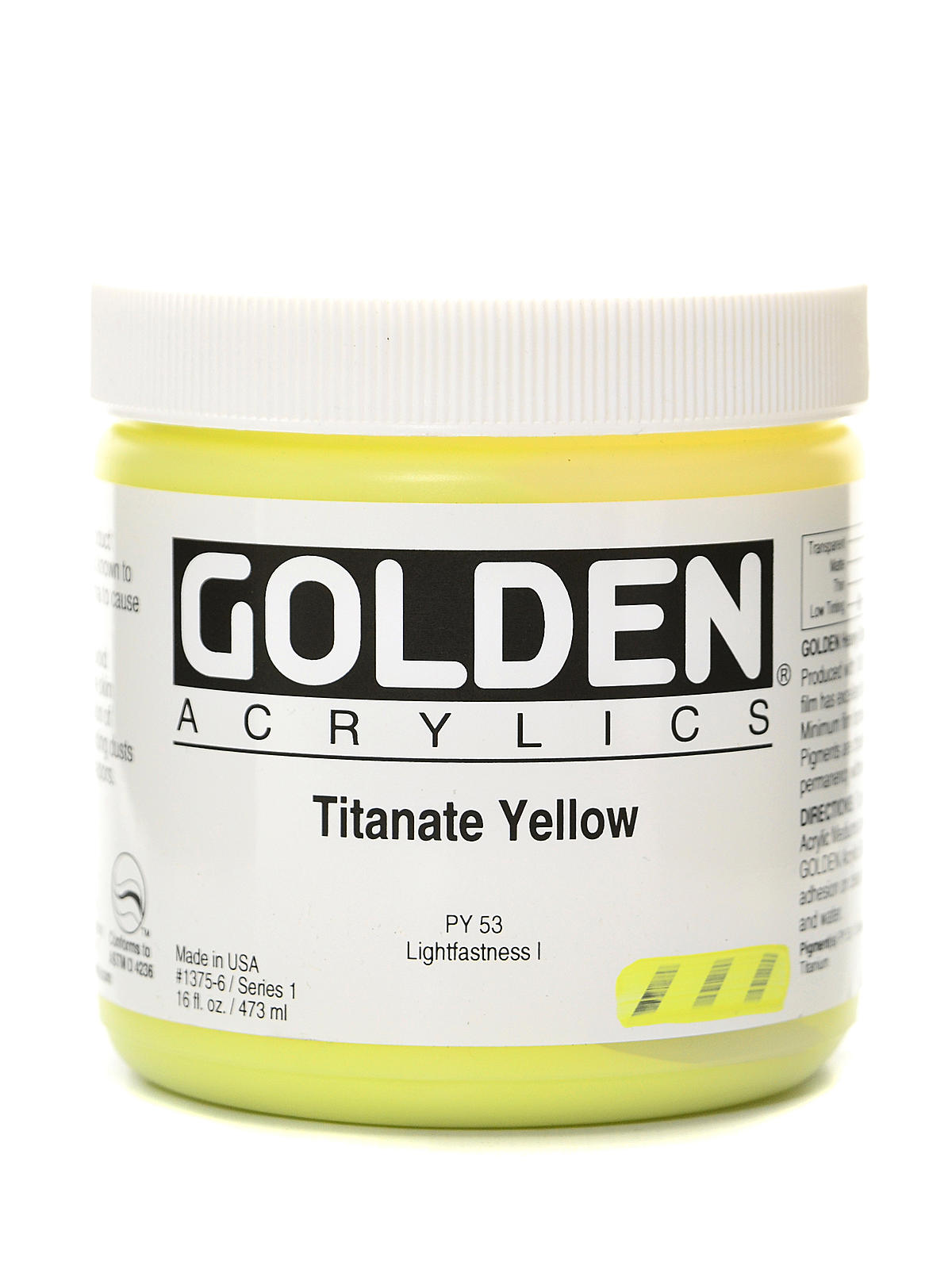 Heavy Body Acrylics titanate yellow 16 oz.