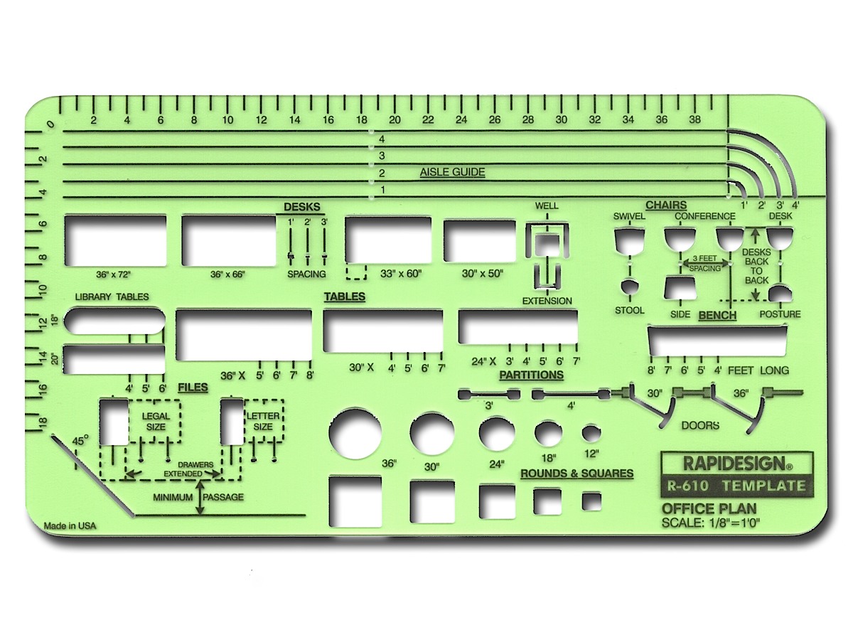 Interior Drafting and Design Templates office plan layout 1 8 in. = 1 ft.