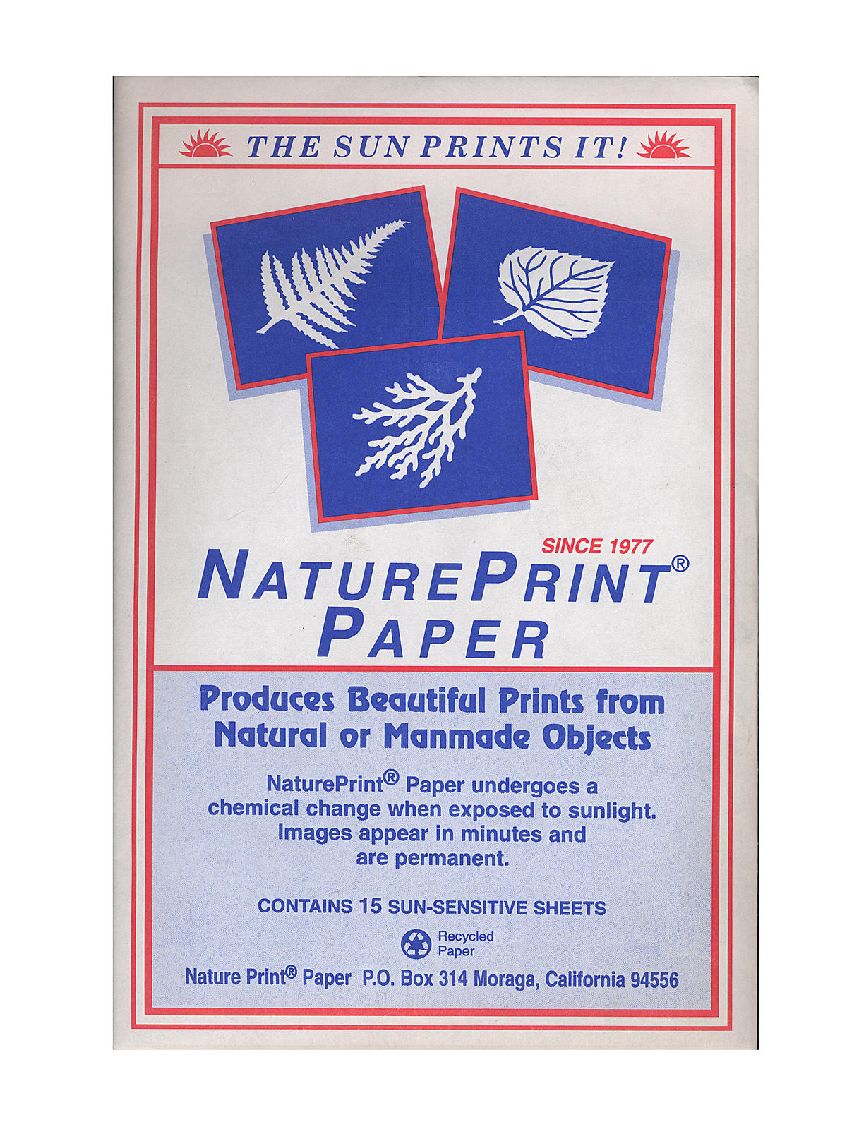 Sun-Sensitive Paper 5 in. x 7 in. pack of 15