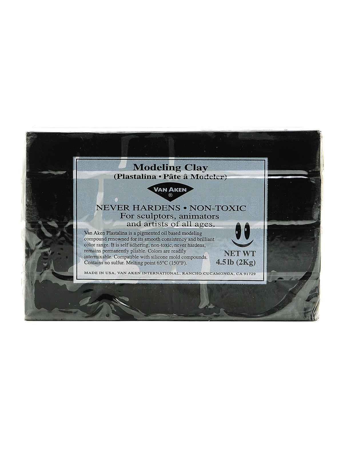 Plastalina Modeling Clay black 4 1 2 lb. bar