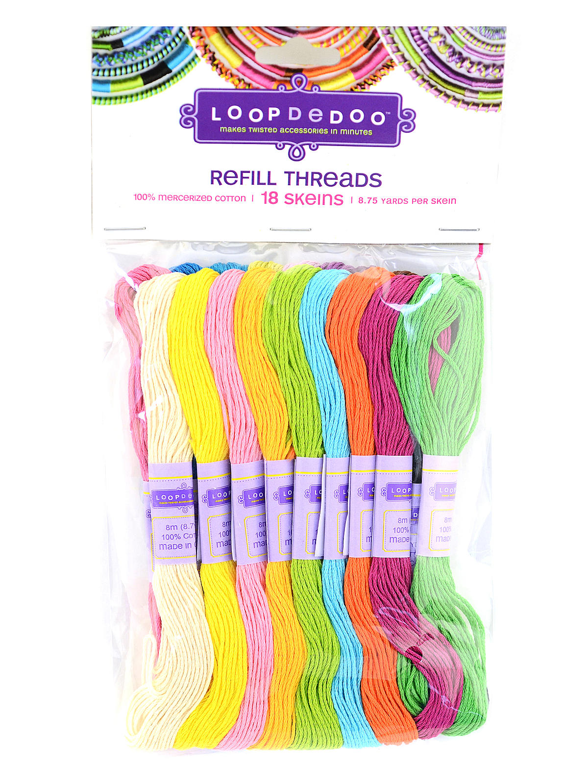 Loopdedoo Spinning Loom Refill Threads Pack Of 18 Skeins