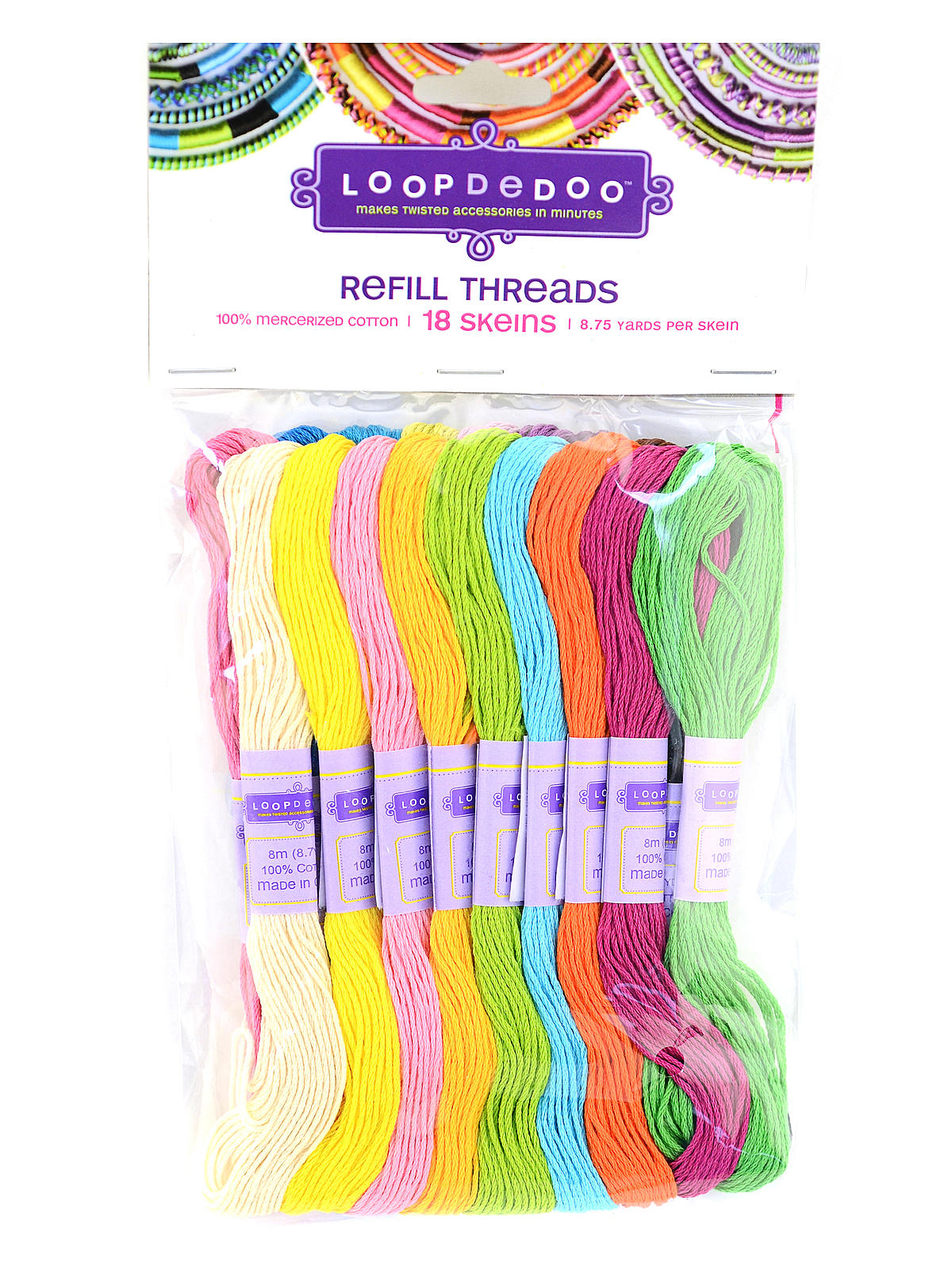 Loopdedoo Spinning Loom refill threads pack of 18 skeins