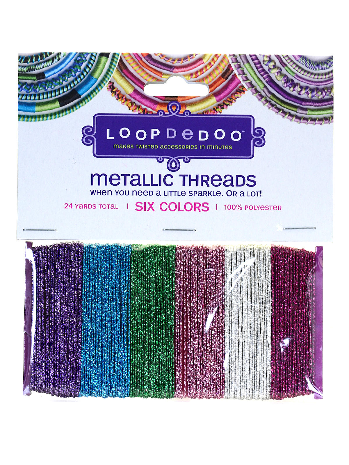 Loopdedoo Spinning Loom Metallic Thread Pack Of 6 Colors, 4.5 Yards Each