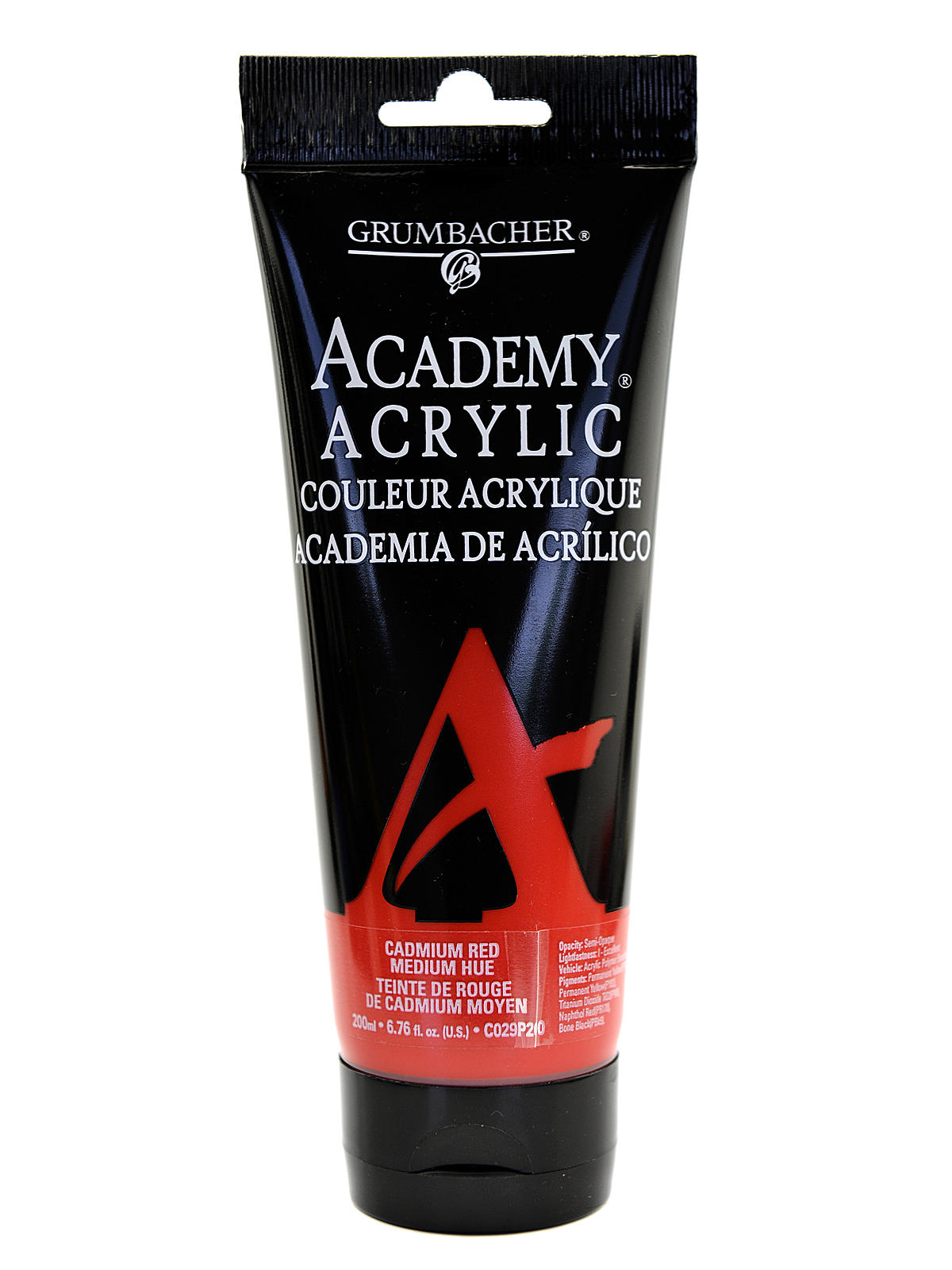 Academy Acrylic Colors Cadmium Red Medium Hue 6.8 Oz. (200 Ml)