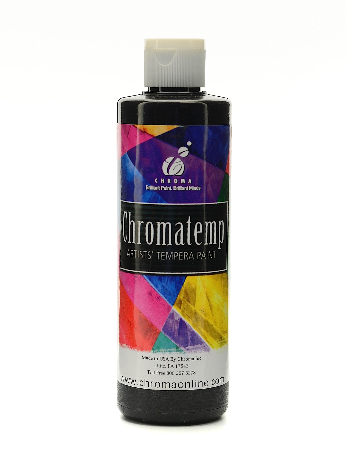 ChromaTemp Artists' Tempera Paint Black 8 Oz.