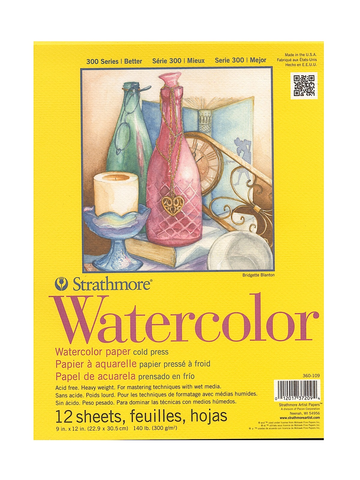 300 Series Watercolor Paper 9 In. X 12 In. Pad Of 12 Tape Bound