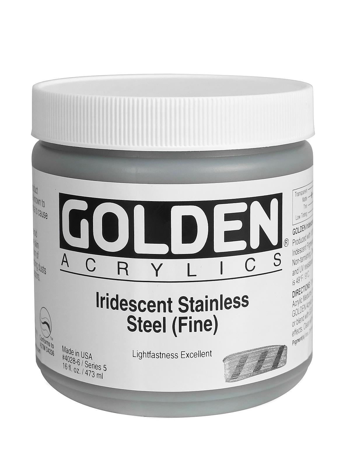 Iridescent And Interference Acrylics Iridescent Stainless Steel Fine 16 Oz.