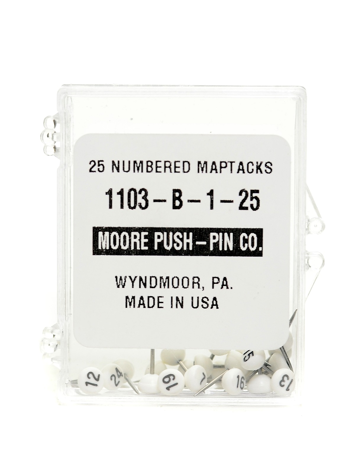 Numbered Map Tacks Large Numbers 1-25