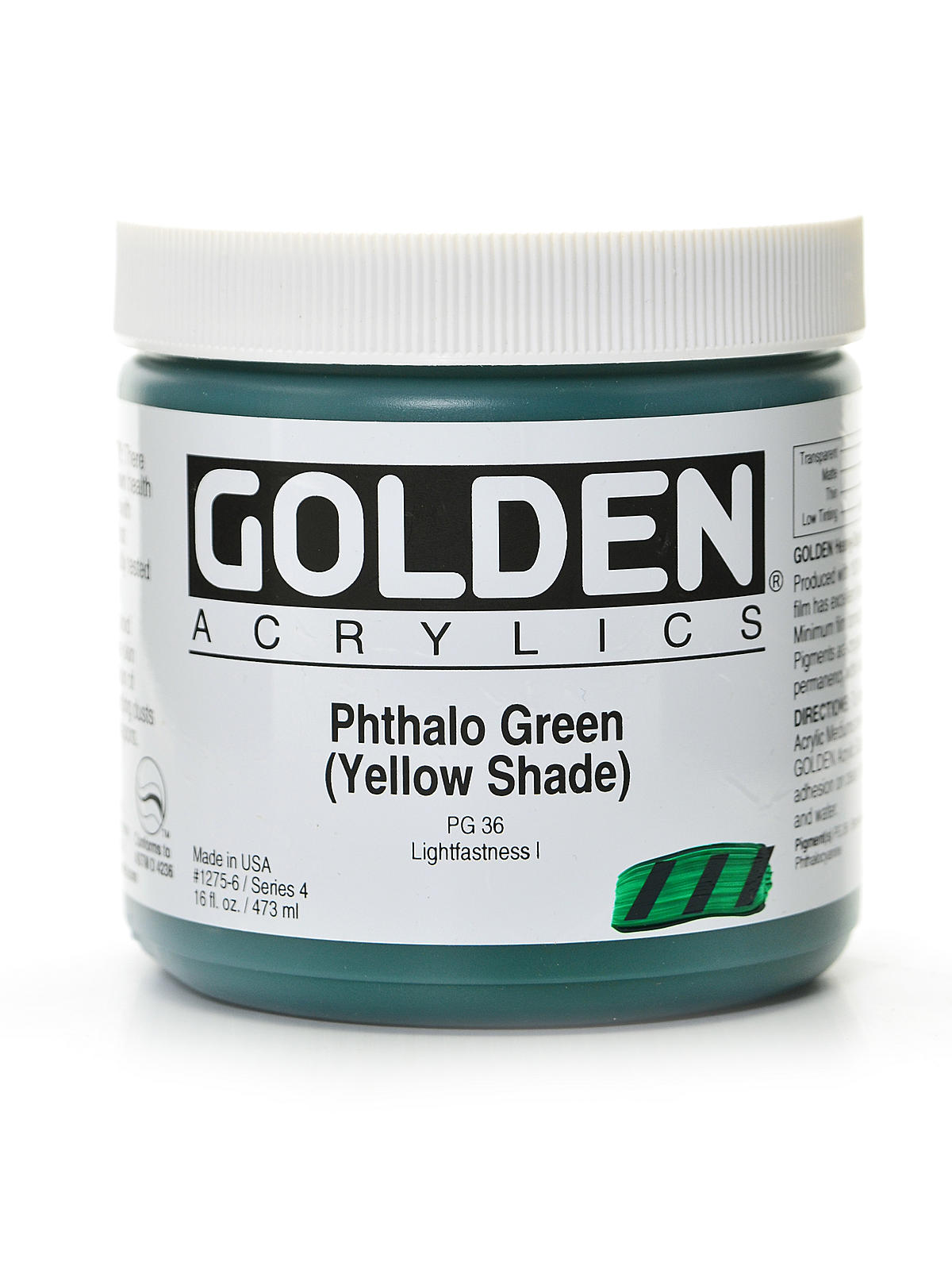 Heavy Body Acrylics phthalo green yellow shade 16 oz.