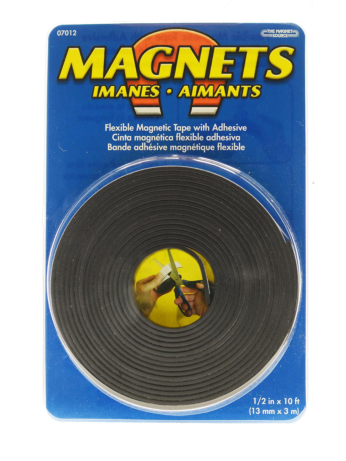 Flexible Magnetic Strips with Adhesive 1 2 in. x 10 ft.
