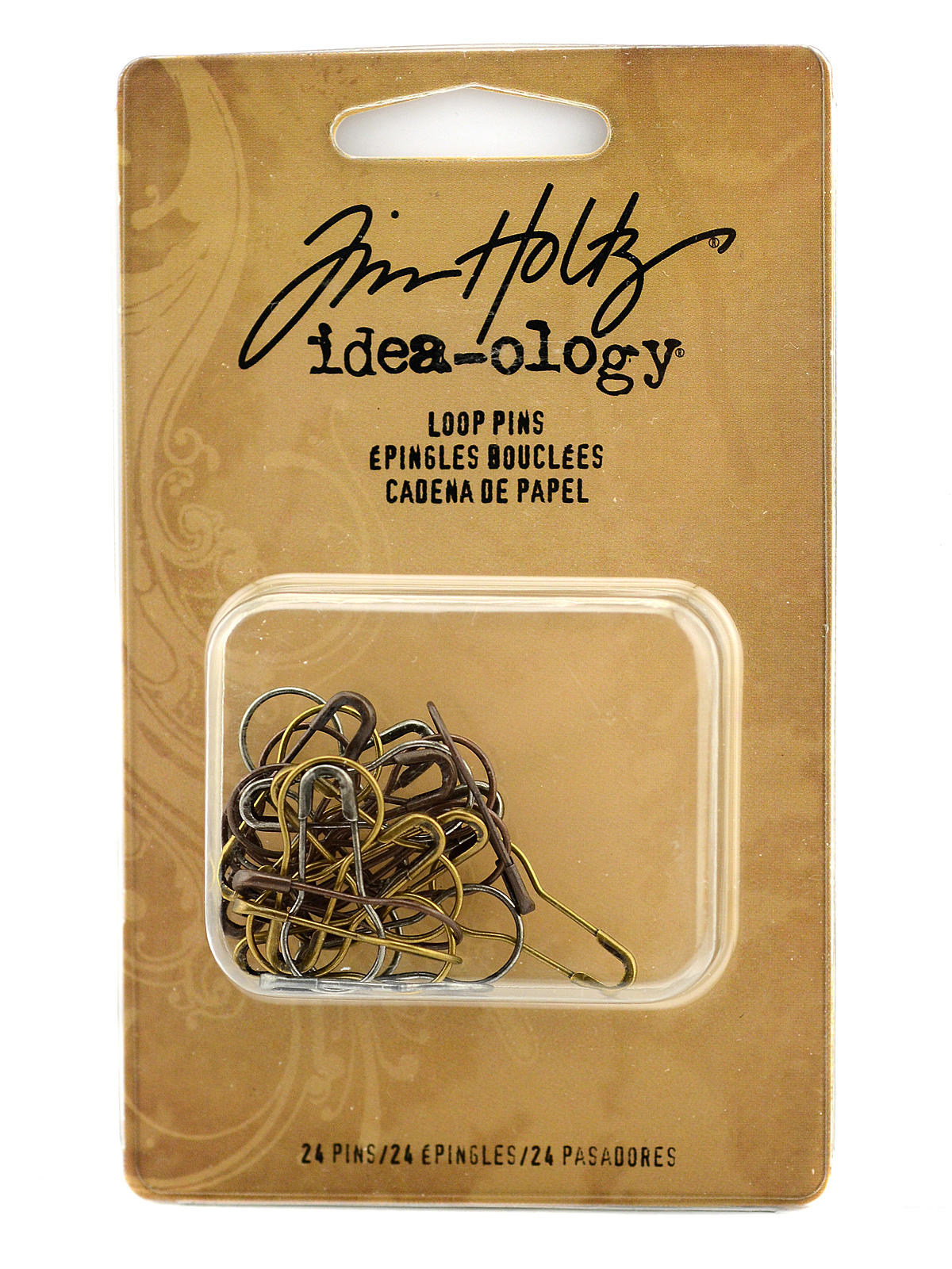 Idea-ology Fasteners pack of 24 nickel, brass and copper loop pins