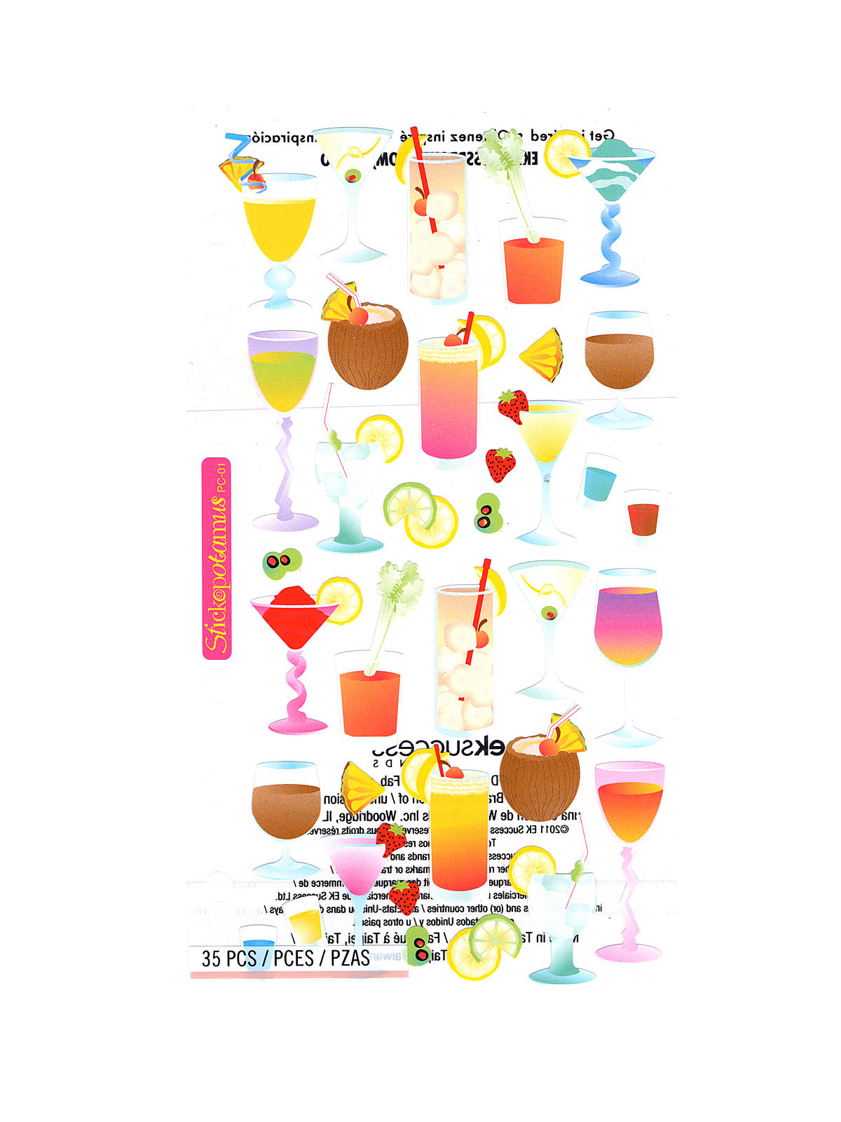 Classic Stickers cocktails on clear sheet 8 pieces