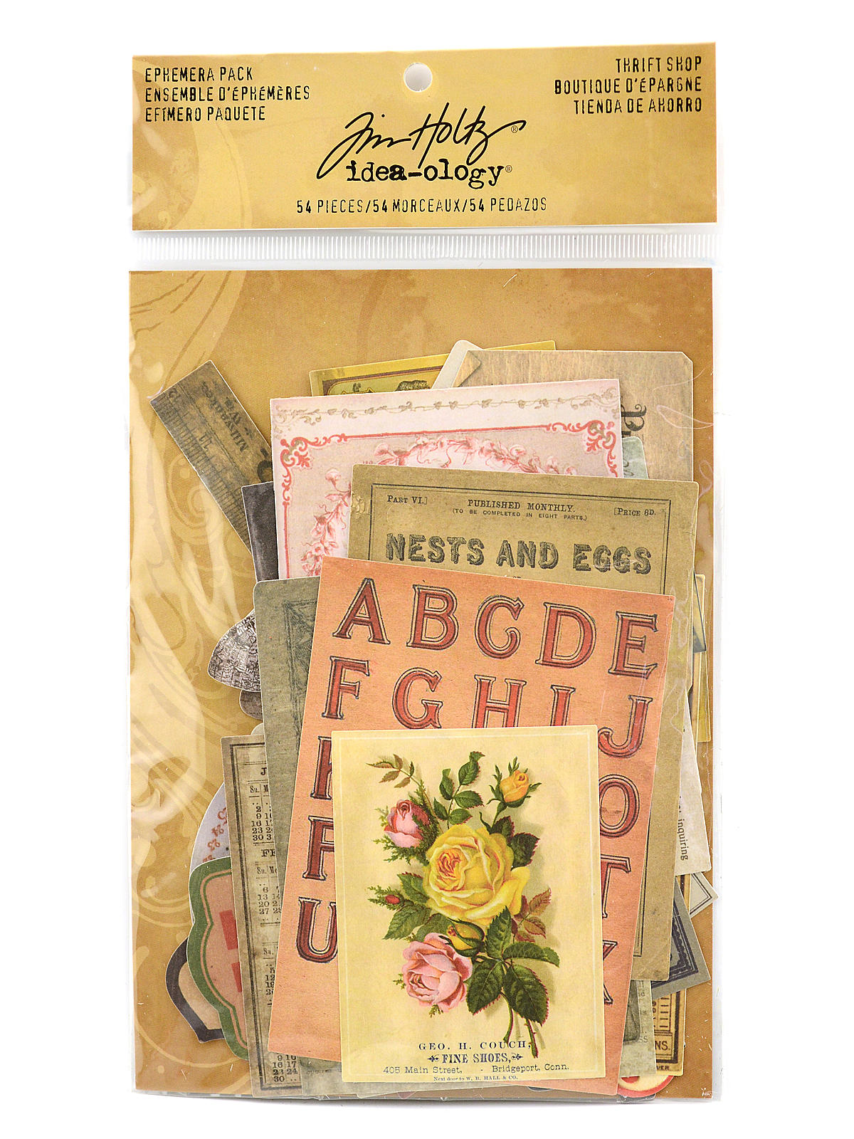 Idea-ology Paperie Ephemera Pack, Thrift Shop 54 Pieces