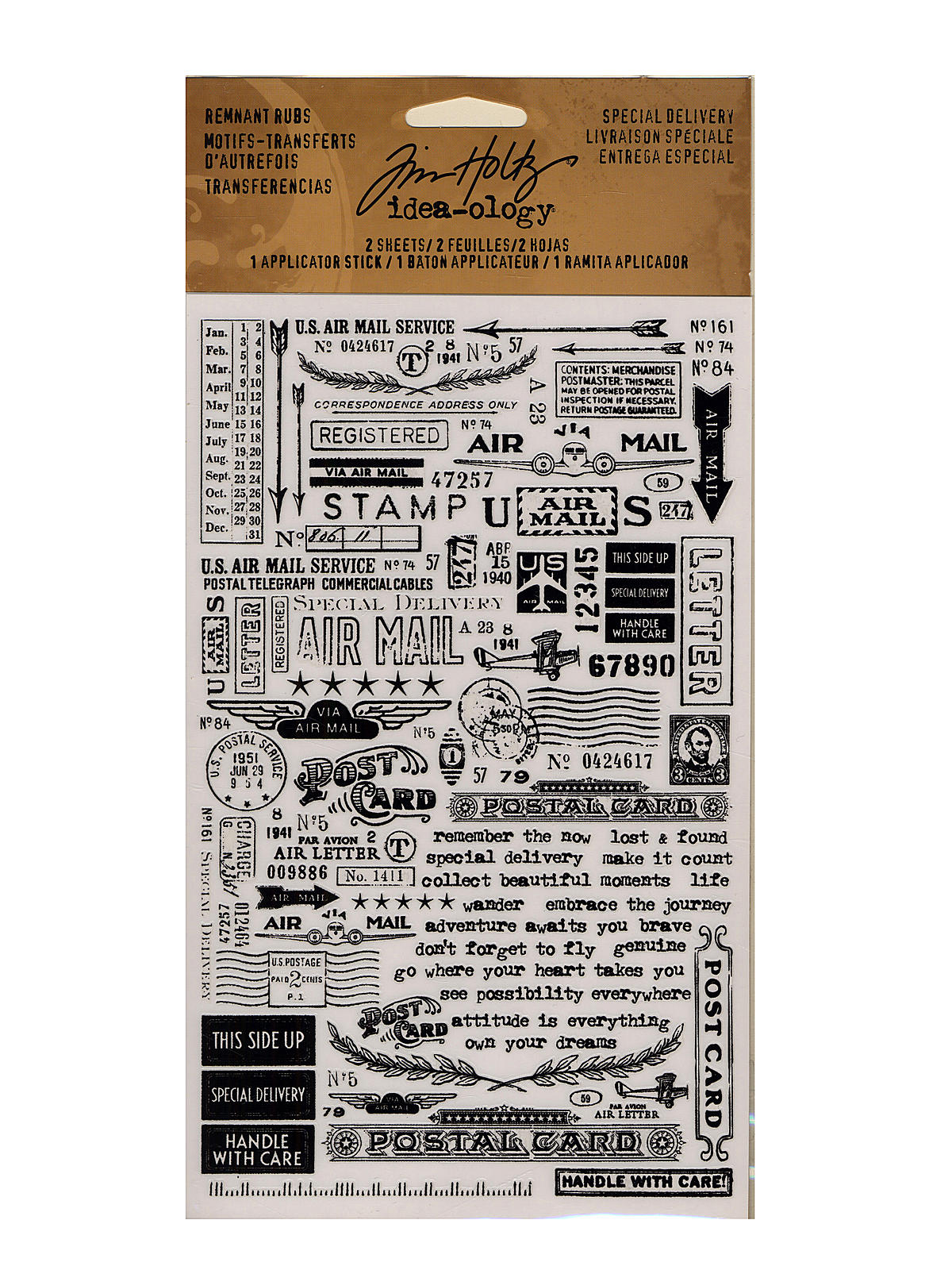 Idea-ology Paperie Remnant Rubs - Special Delivery 2 Sheets