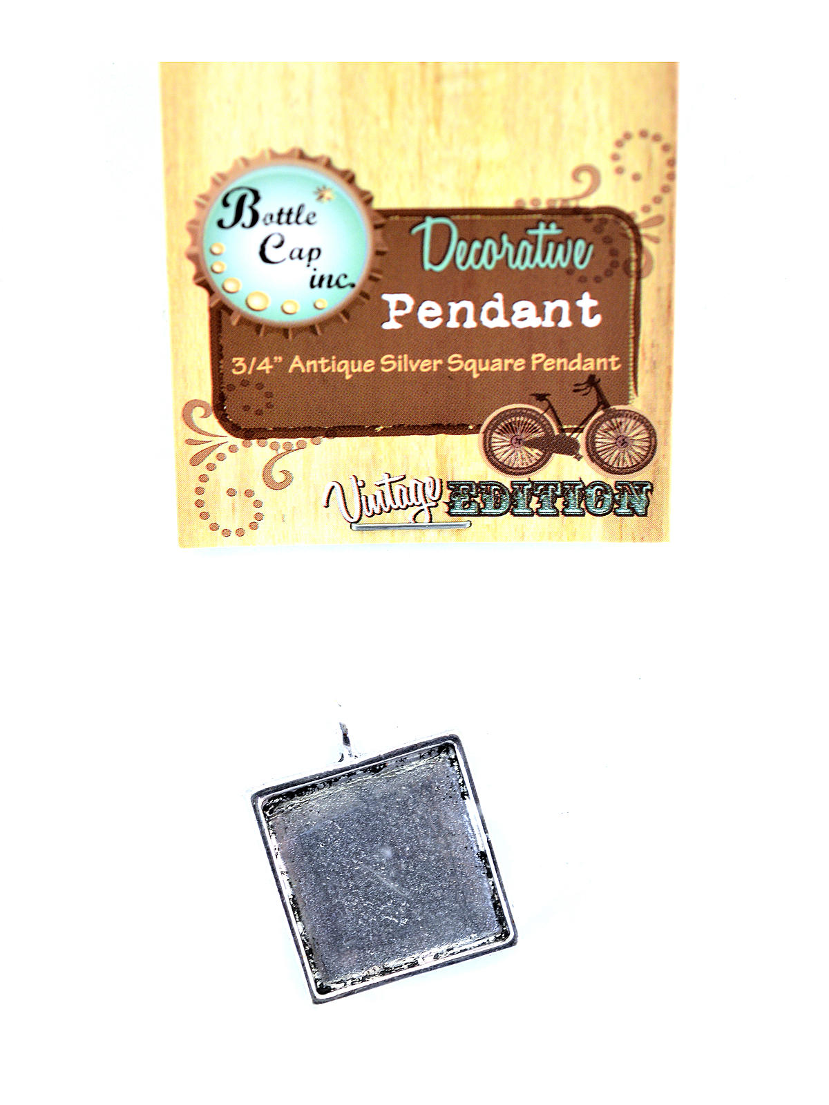 Bezel Pendants 3 4 In. Square Antique Silver