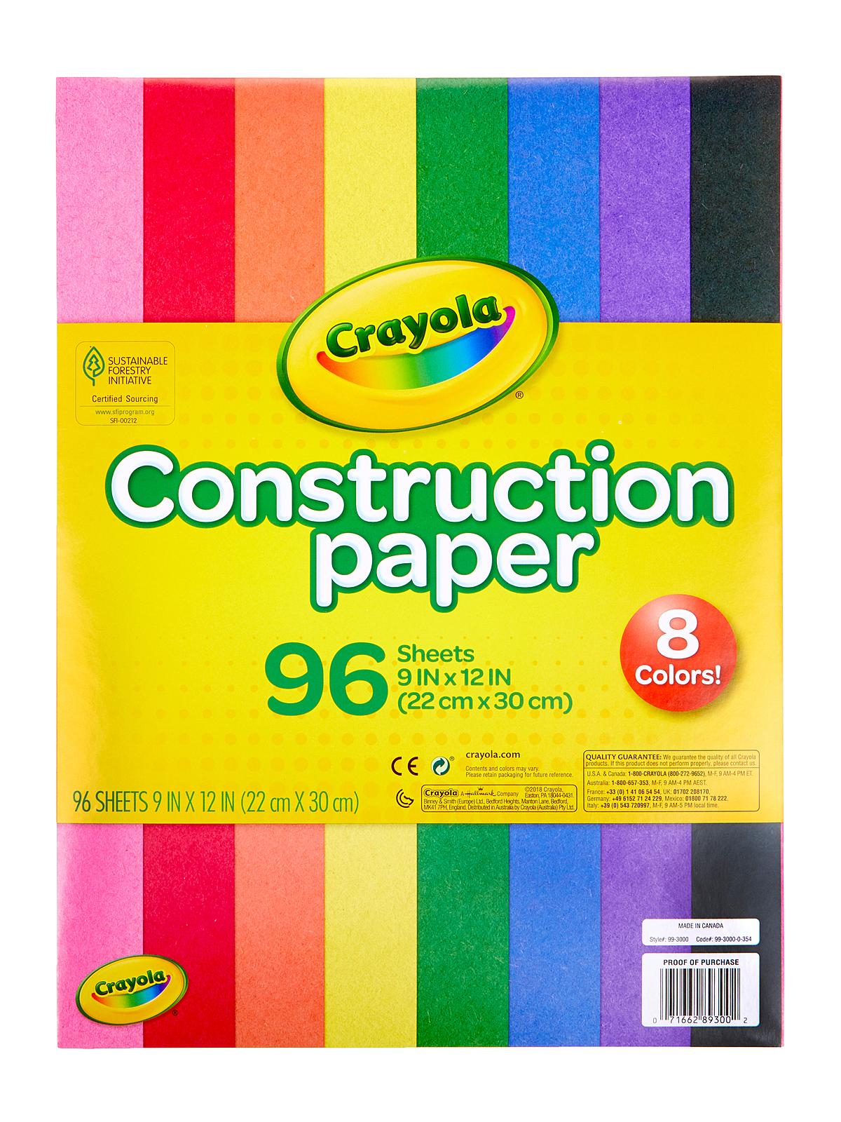 Construction Paper Pads 96 Sheets 9 In. X 12 In. Assorted Colors