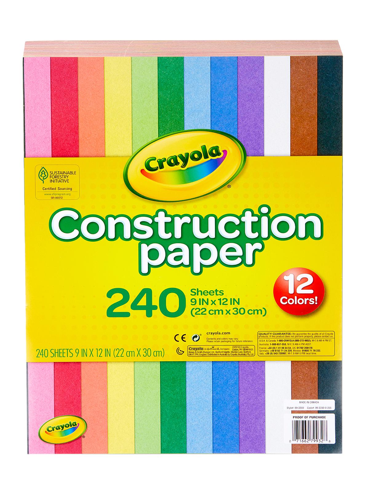 Construction Paper Pads 240 Sheets 9 In. X 12 In. Assorted Colors