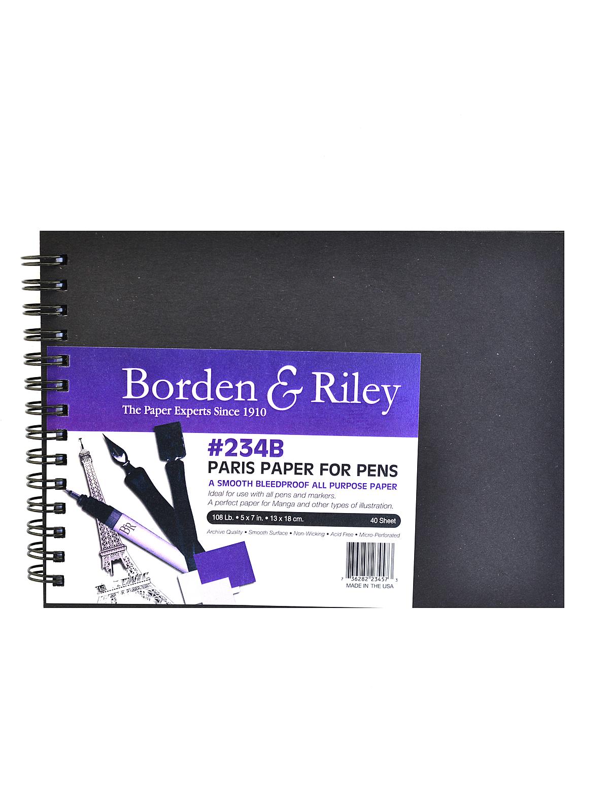 234 Paris Paper For Pens Hard Cover Sketch Book 5 In. X 7 In. 40 Sheets