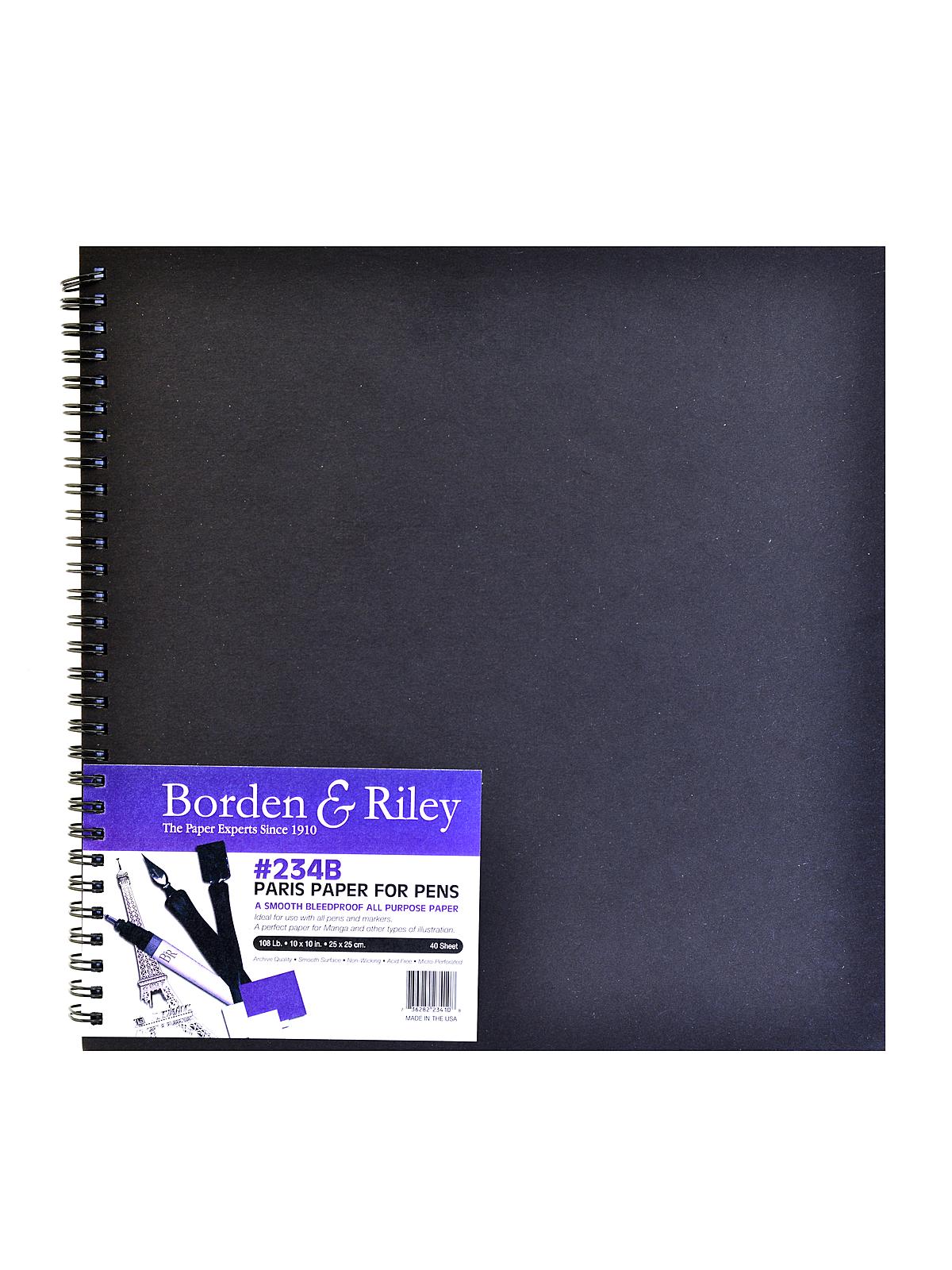 234 Paris Paper For Pens Hard Cover Sketch Book 10 In. X 10 In. 40 Sheets