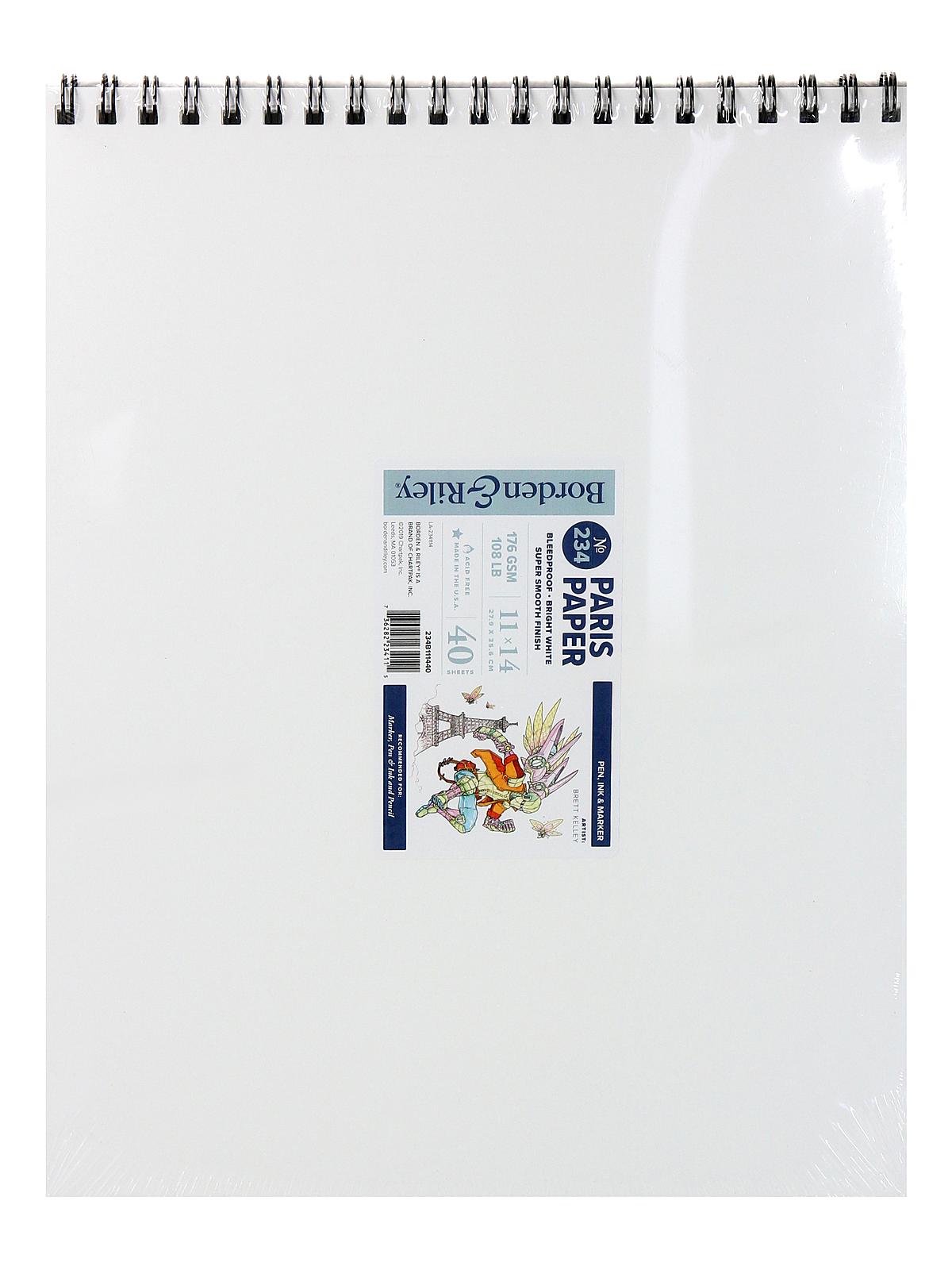 234 Paris Paper for Pens Hard Cover Sketch Book 11 in. x 14 in. 40 sheets