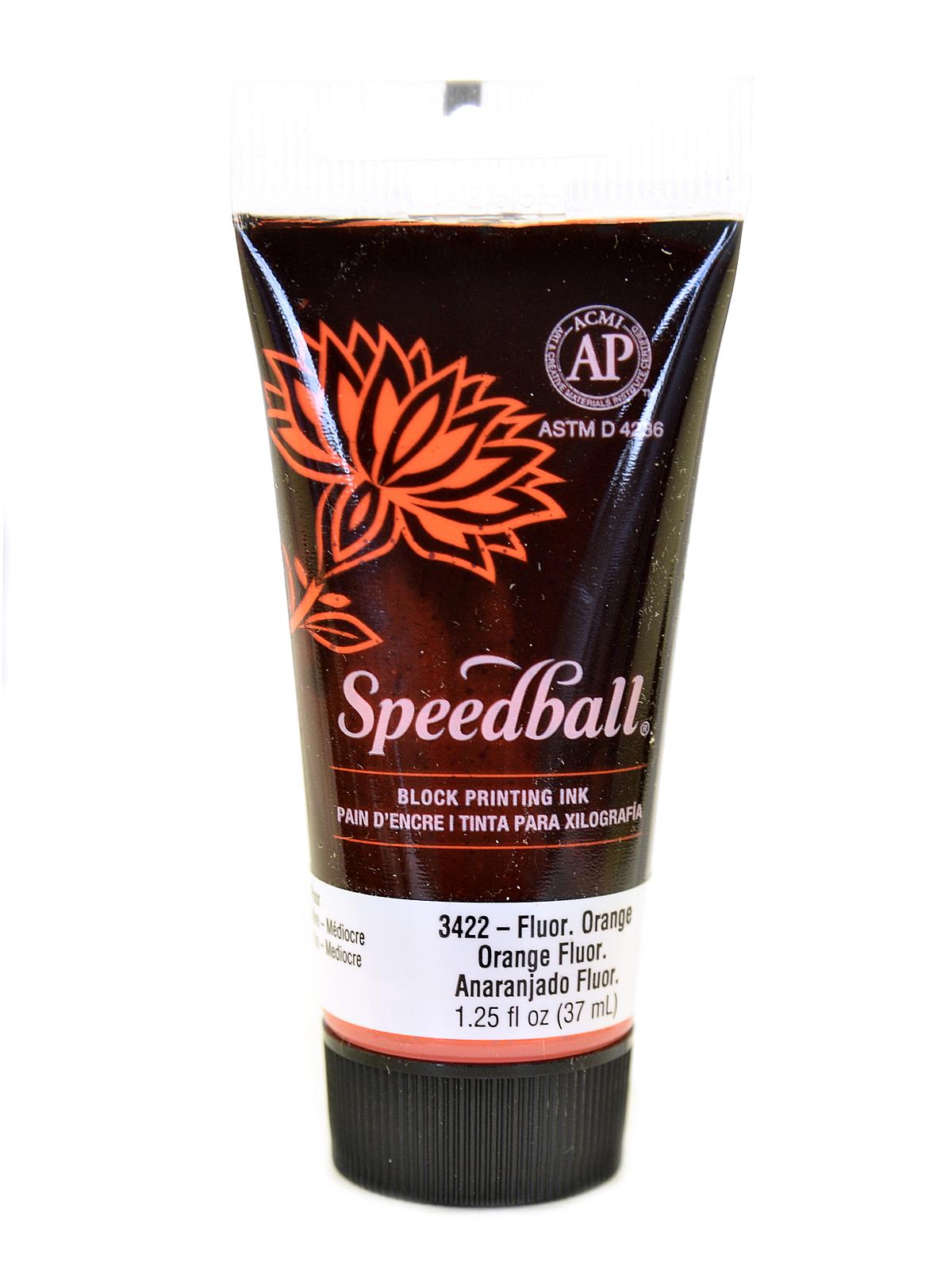 Block Printing Water Soluble Ink fluorescent orange 1.25 oz.