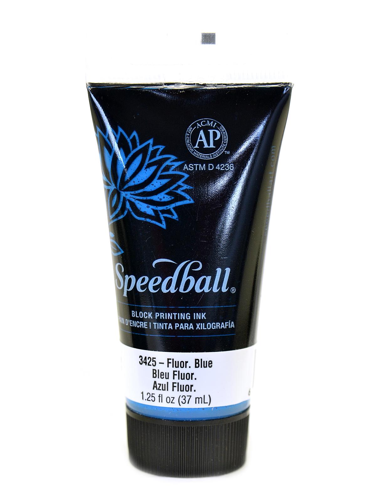Block Printing Water Soluble Ink fluorescent blue 1.25 oz.