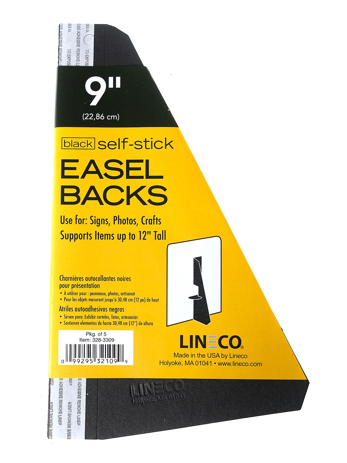 Self Stick Easel Backs Black 9 In. Pack Of 5