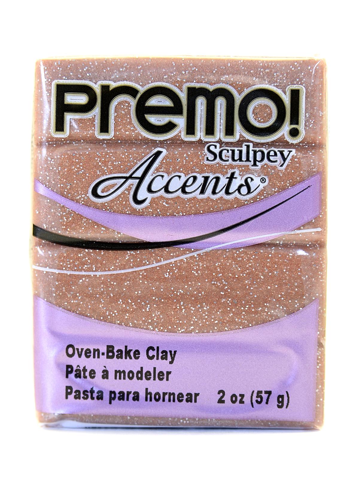 Premo Premium Polymer Clay rose gold glitter 2 oz.