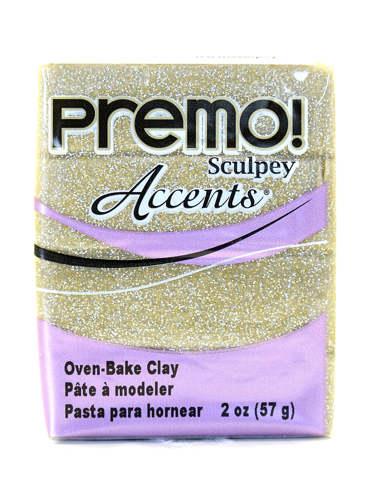 Premo Premium Polymer Clay Yellow Gold Glitter 2 Oz.