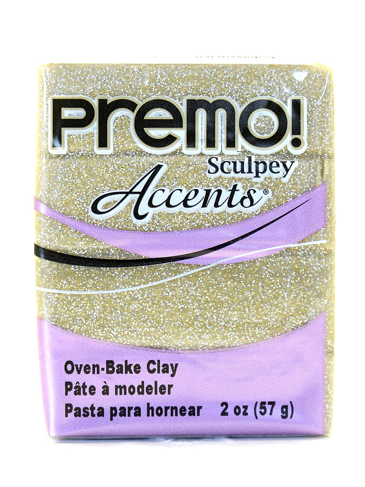 Premo Premium Polymer Clay yellow gold glitter 2 oz.