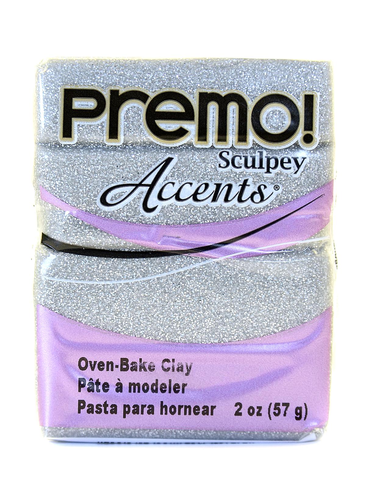 Premo Premium Polymer Clay white gold glitter 2 oz.