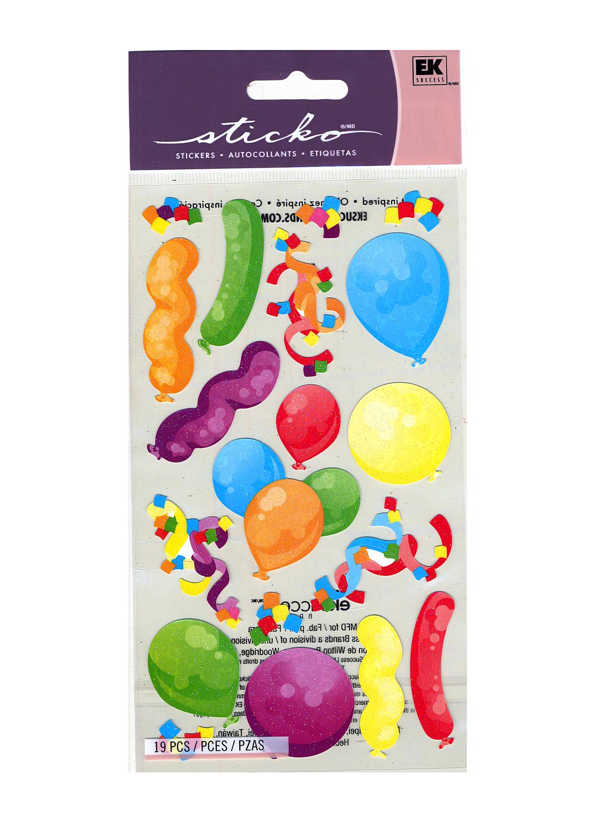 Classic Stickers Party Balloons Metallic 19 Pieces
