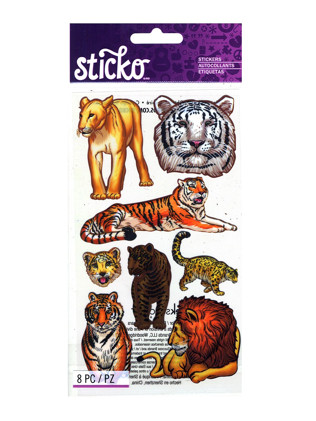 Classic Stickers big cats 8 pieces
