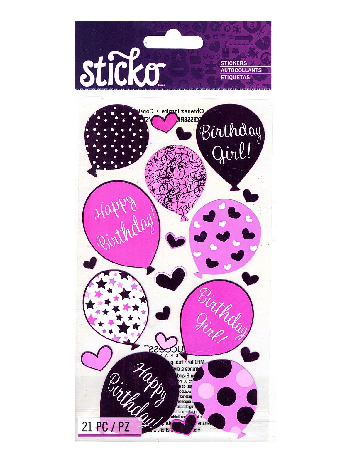 Classic Stickers birthday girl 21 pieces