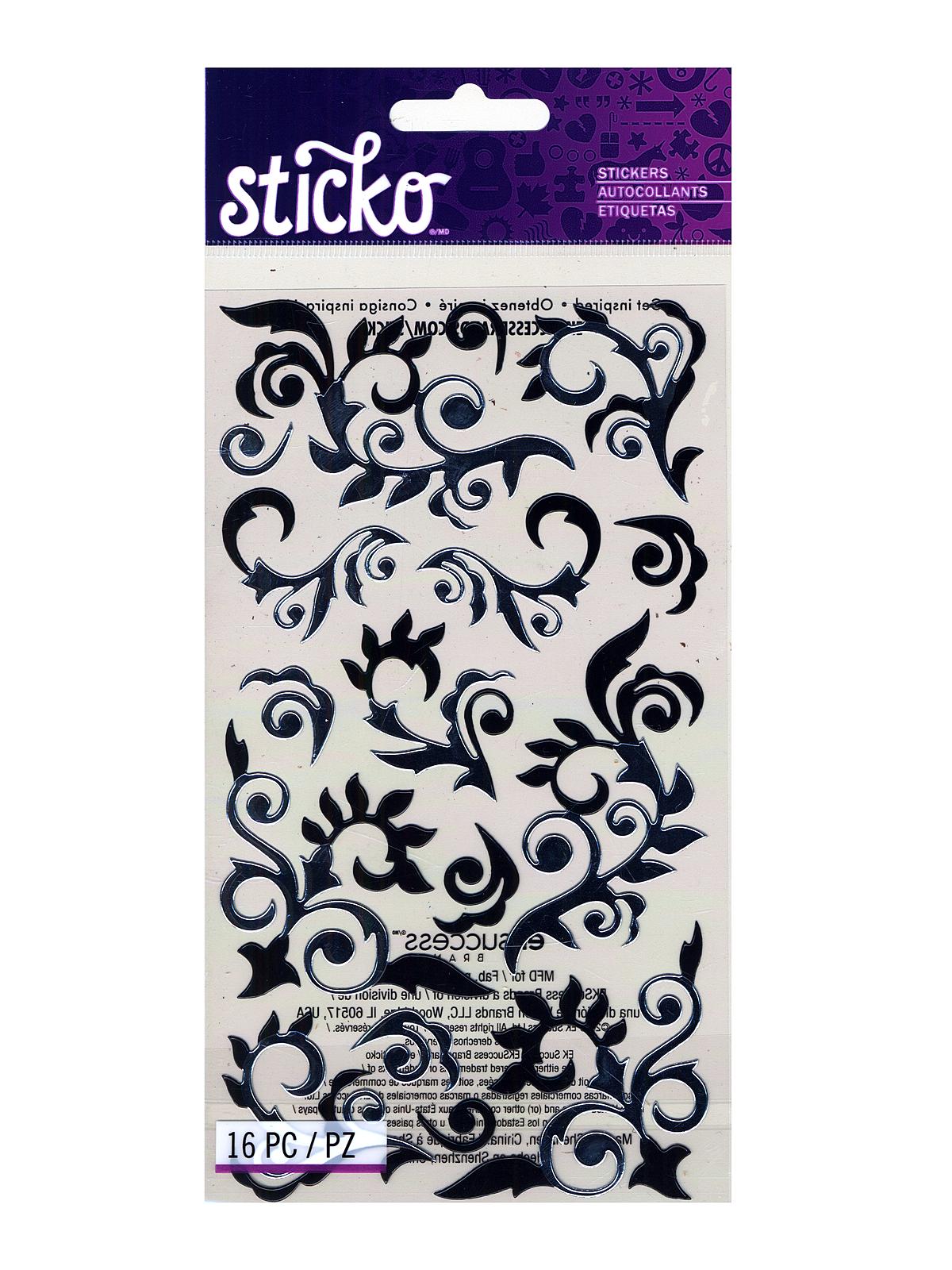 Classic Stickers silver flourish 16 pieces