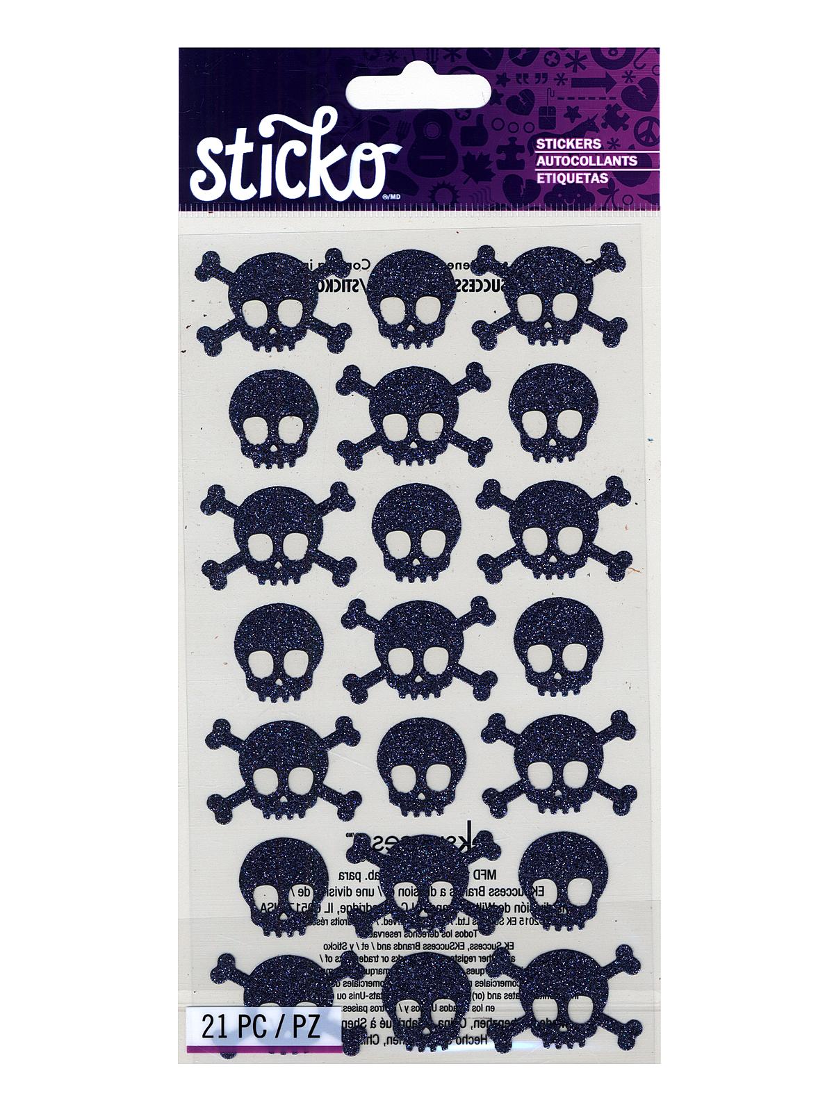 Classic Stickers black metal skulls 21 pieces