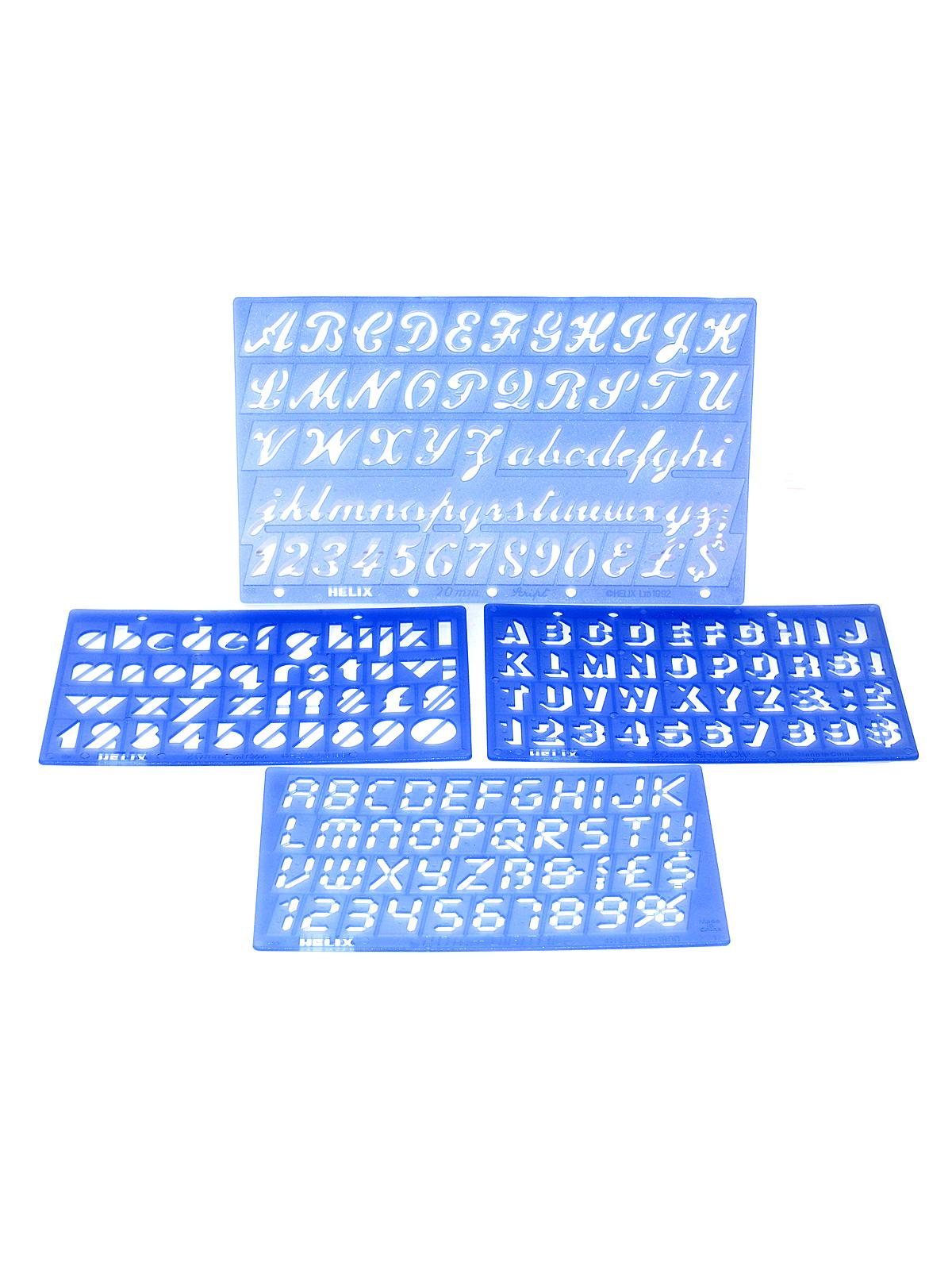 Assorted Font Lettering Guide set of 4