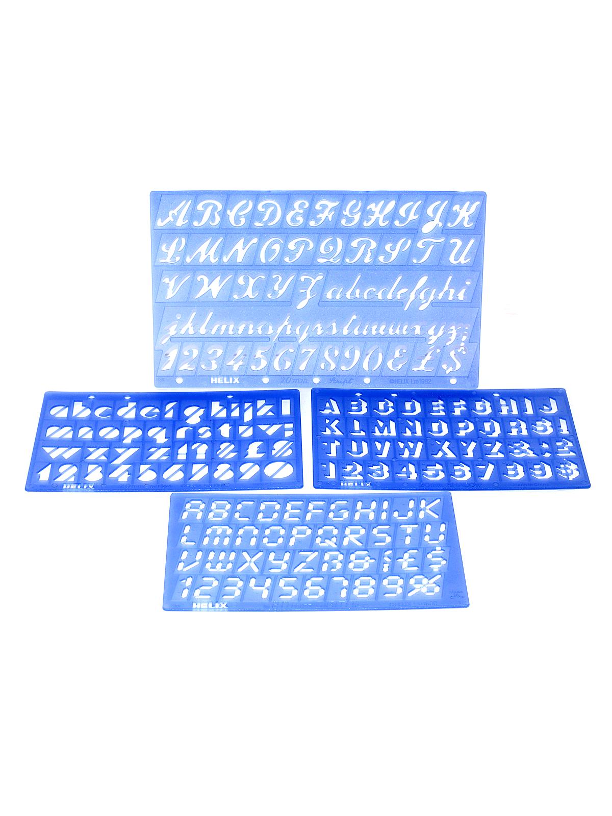 Assorted Font Lettering Guide Set Of 4