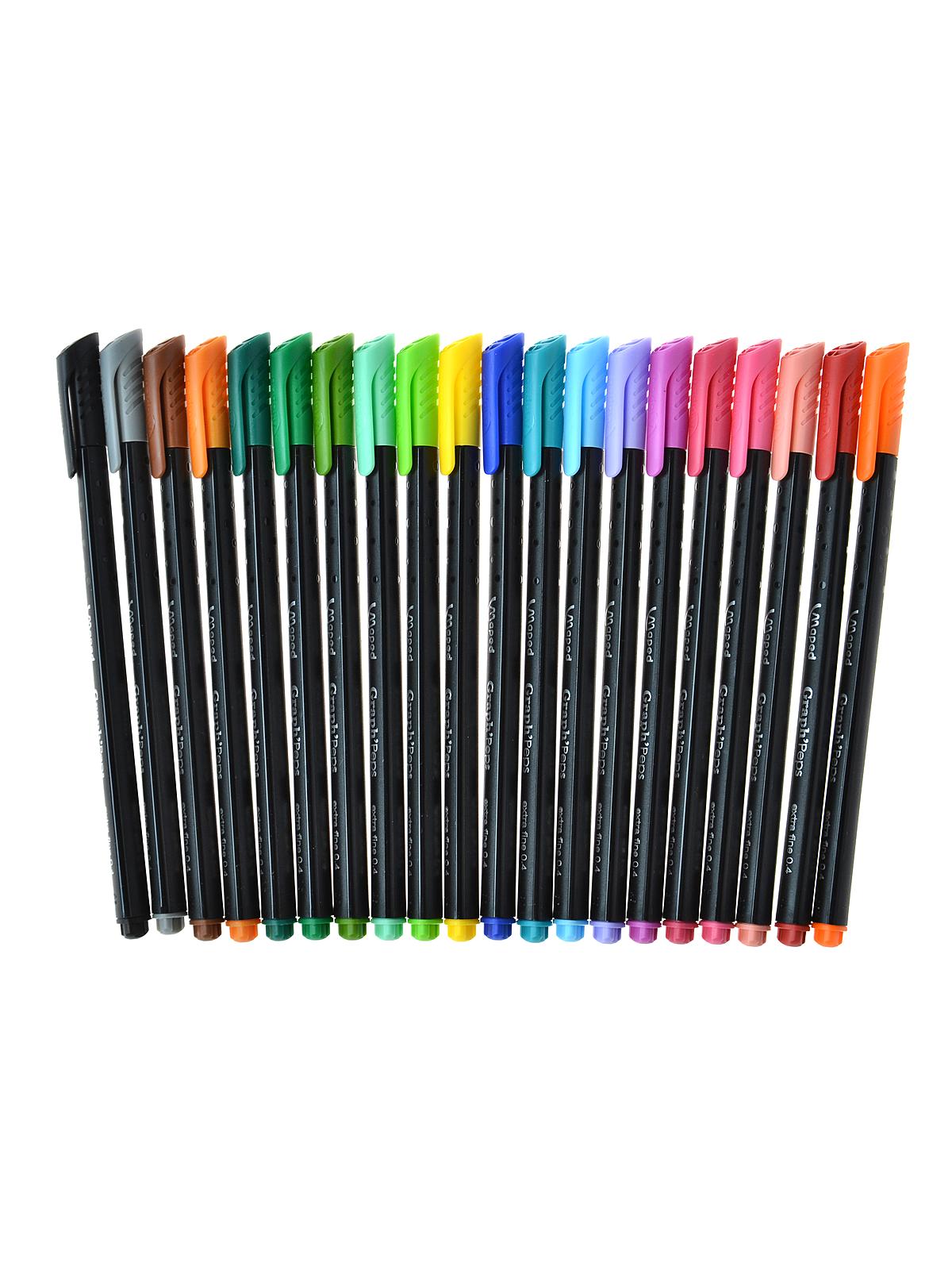 Graph'Peps Felt Tipped Fine Point Pen Sets Assorted Wallet Of 20 Colors