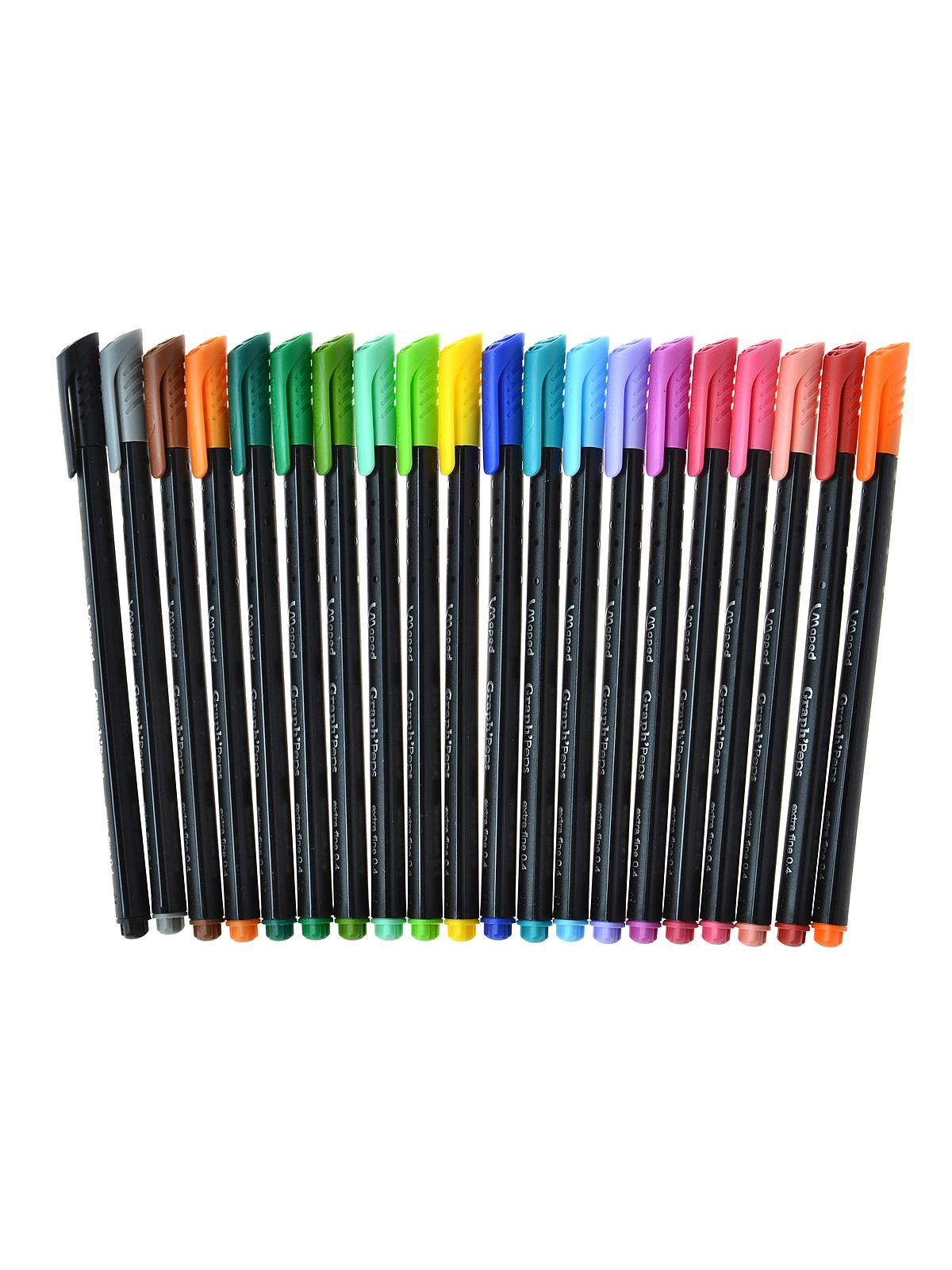 Graph'Peps Felt Tipped Fine Point Pen Sets assorted wallet of 20 colors
