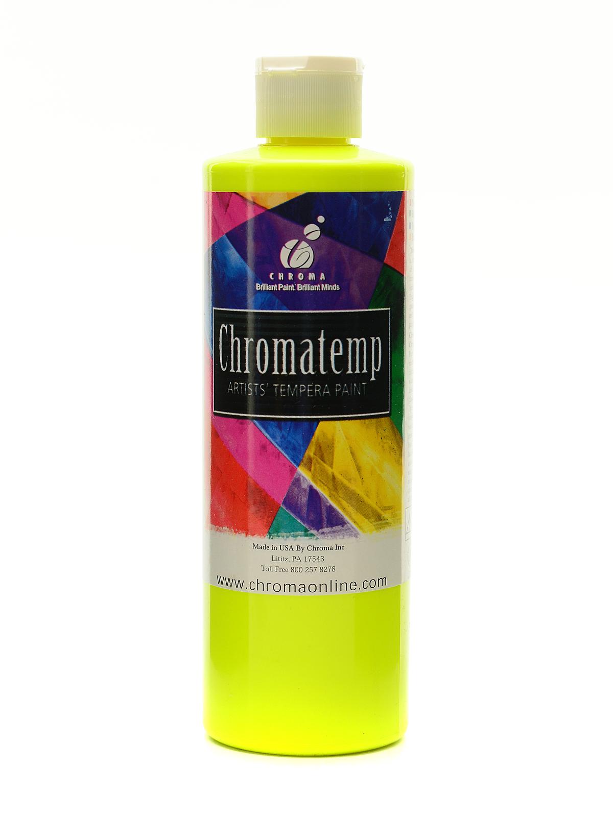 ChromaTemp Artists' Tempera Paint Fluorescent Yellow 16.9 Oz.