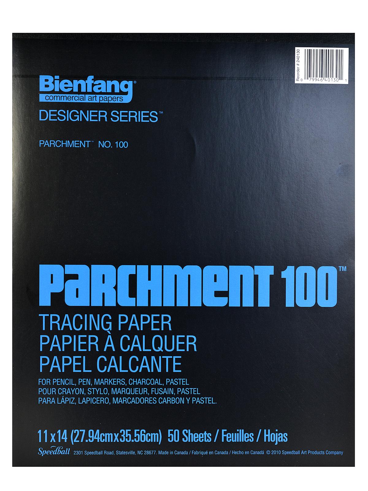 Parchment 100 Tracing Paper 11 In. X 14 In. Pad Of 50 Sheets