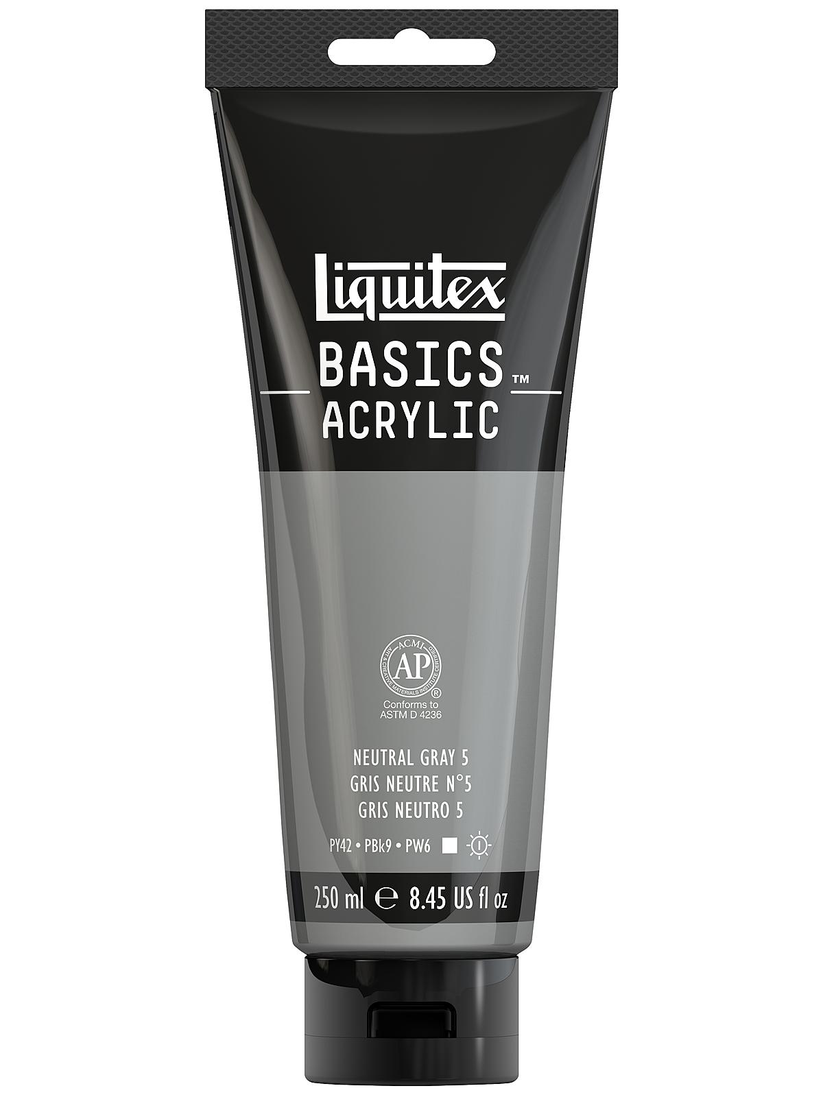 Basics Acrylics Colors neutral gray value 5 8.5 oz. tube