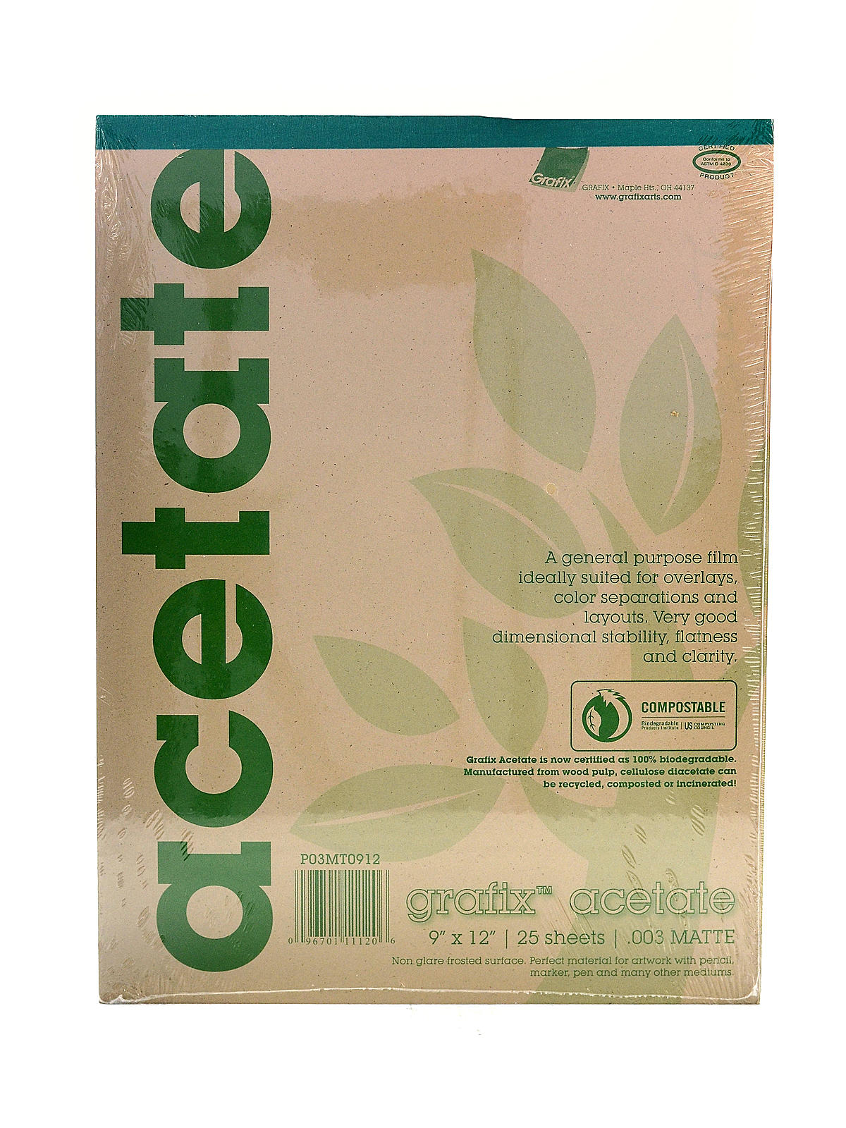 Matte Acetate Film Pads 0.003 9 in. x 12 in. pad of 25