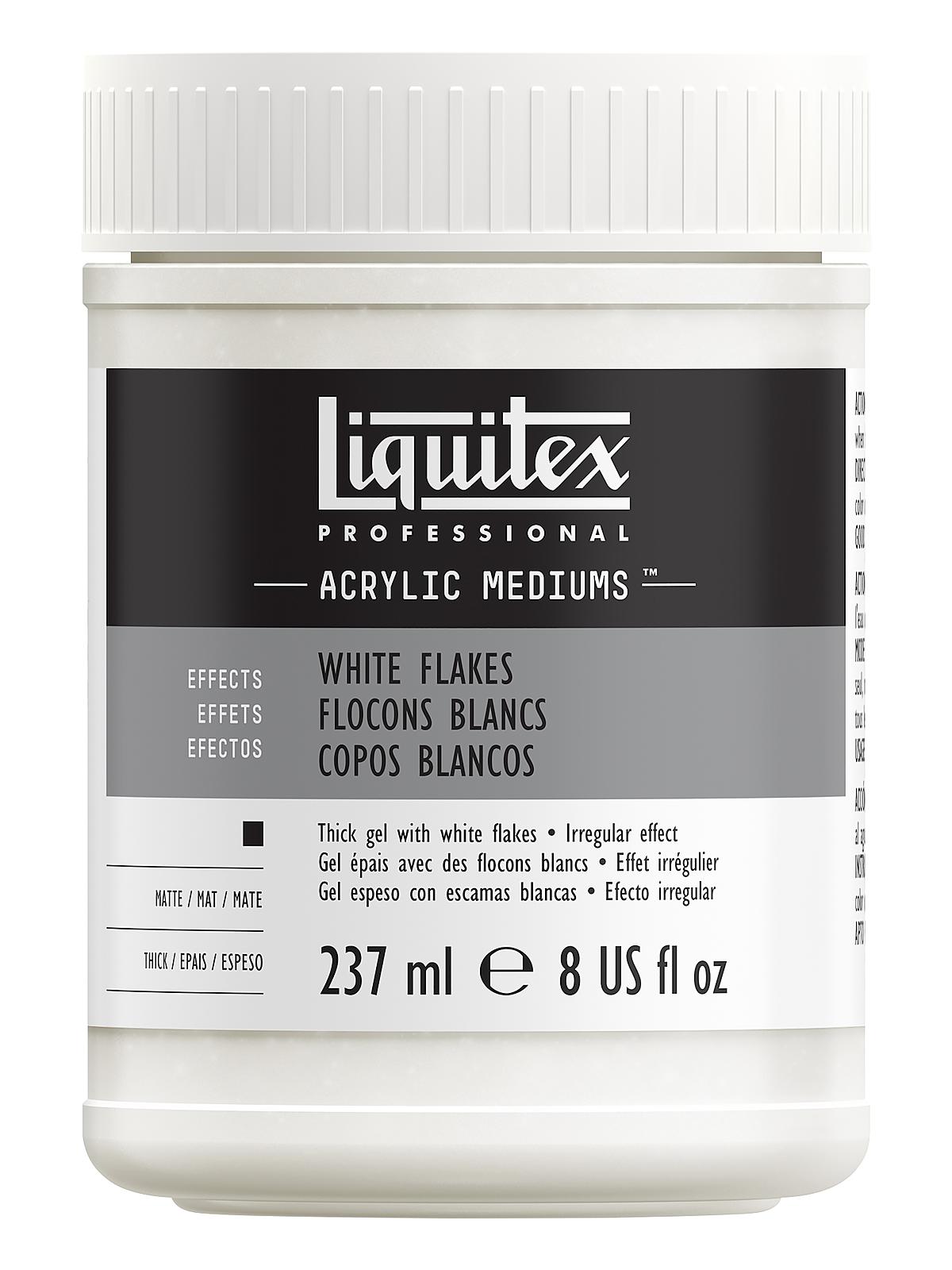 Acrylic Texture Gel Mediums white opaque flakes 8 oz.