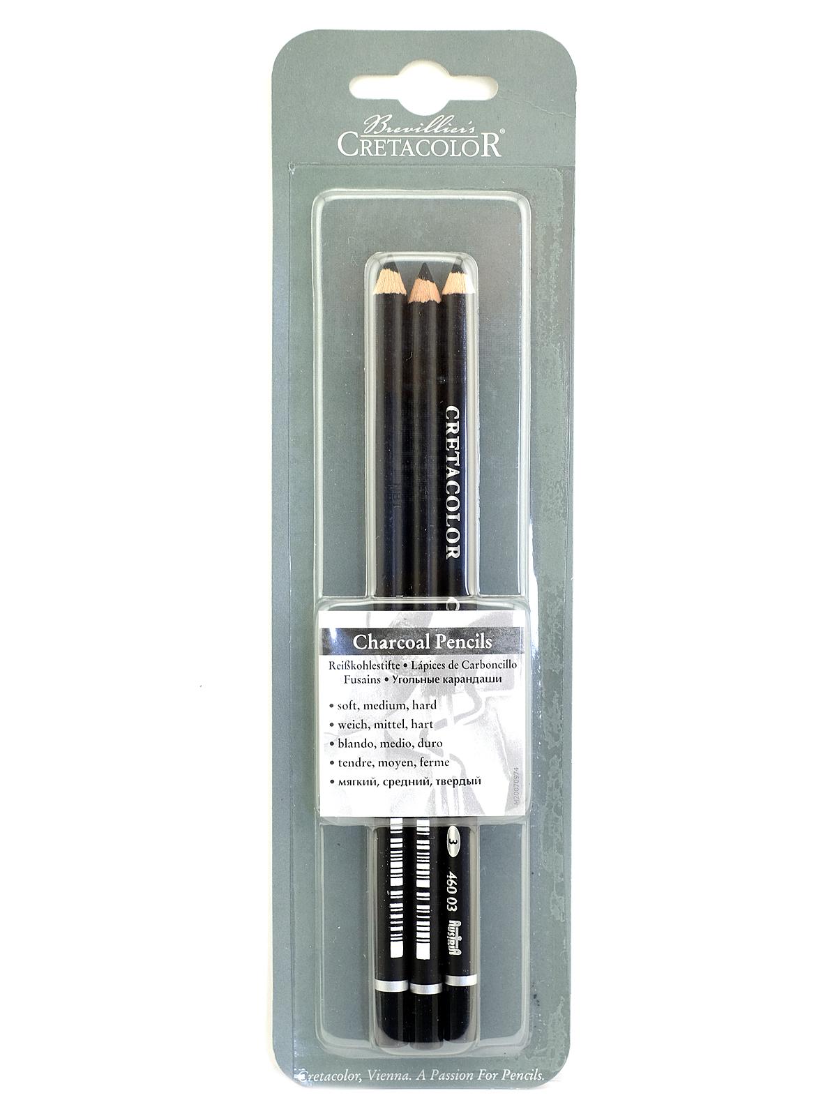 Charcoal Pencil Set soft, medium, hard set of 3