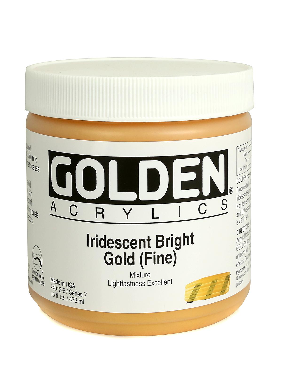 Iridescent And Interference Acrylics Iridescent Bright Gold Fine 16 Oz.