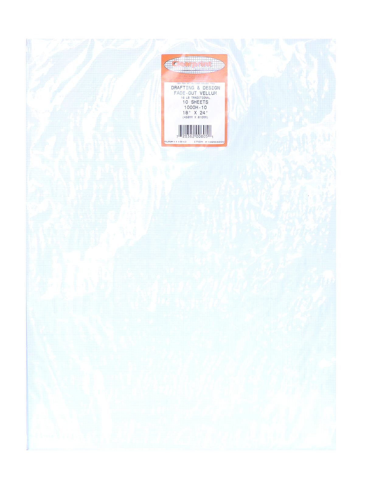 Fade-Out Design and Sketch Vellum - Grid 10 x 10 18 in. x 24 in. pack of 10 sheets