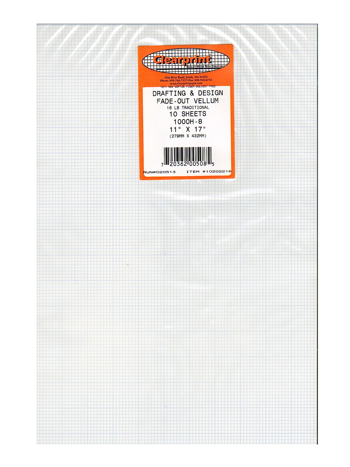 Fade-Out Design and Sketch Vellum - Grid 8 x 8 11 in. x 17 in. pack of 10 sheets